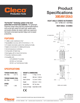 NeoTek - 30 and 50 Series - Corded Electric - Transducer Control - Right Angle (1.3-205 Nm)