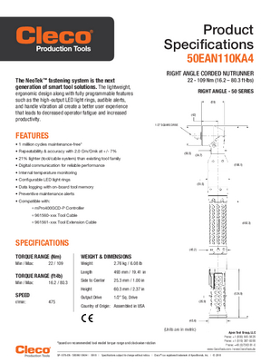 NeoTek - 30 and 50 Series - Corded Electric - Transducer Control - Right Angle (1.3-205 Nm)