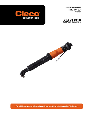 24 Series - Angle Nutrunner - Clutch Shut-Off - Lever Start - Collar Reverse