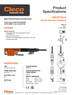Conventional Spindle – BD/BDU Size 1 – Straight Drive