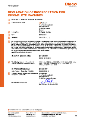 Conventional Spindle – BD/BDU Size 1 – Angle Drive