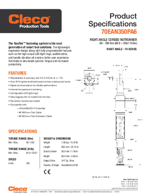 NeoTek - 70 Series - Corded Electric - Transducer Control - (23-4000 Nm) Inline and Right Angle
