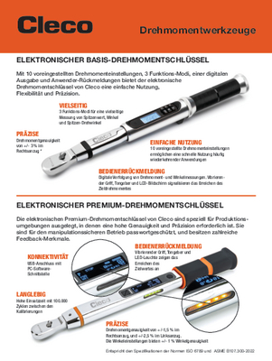 Cleco ETWA Advanced Electronic Torque Wrenches