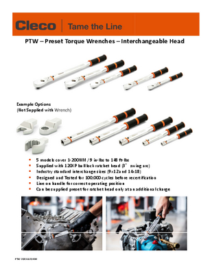 Cleco PTW Preset Mechanical Torque Wrenches